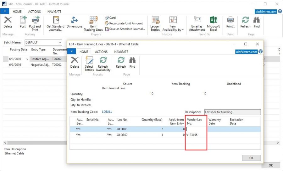 Add Fields to the Item Tracking Lines | Olof Simren - Microsoft ...